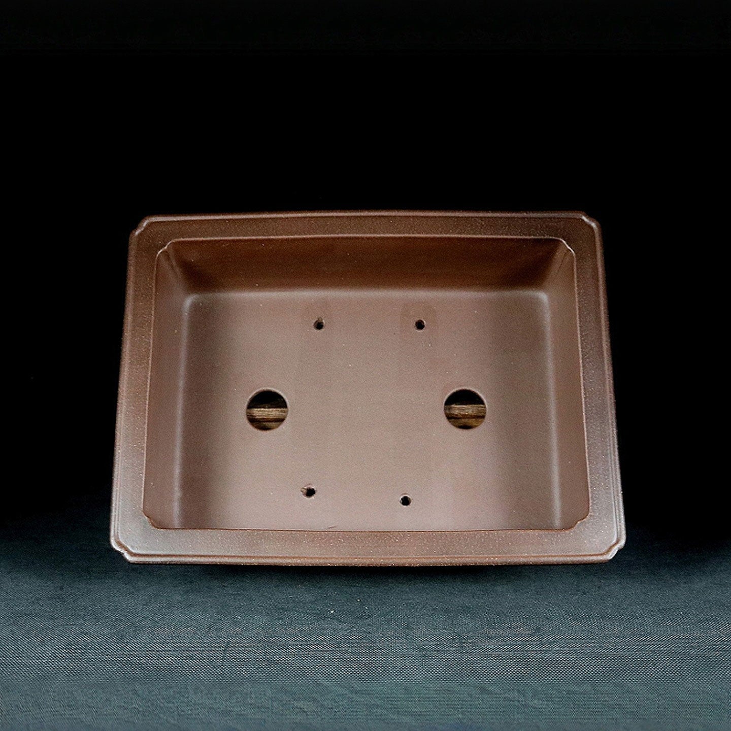 10.8 inch (27.5cm) Large Premium Rectangle Bonsai Pot w Elegant Panels Design Inner View