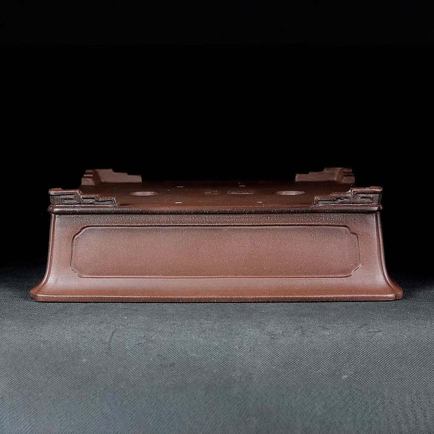10.8 inch (27.5cm) Large Premium Rectangle Bonsai Pot w Elegant Panels Design Upside Down View
