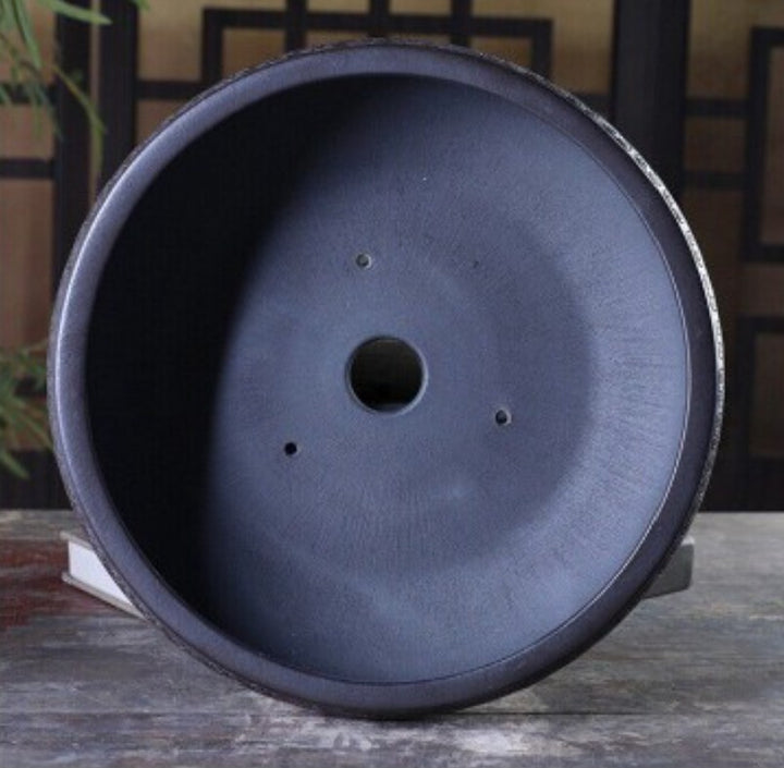 10.8 inch (27.5cm) Large Round Unglazed Antique-Style Bonsai Pot w Decorative Rim Inner View