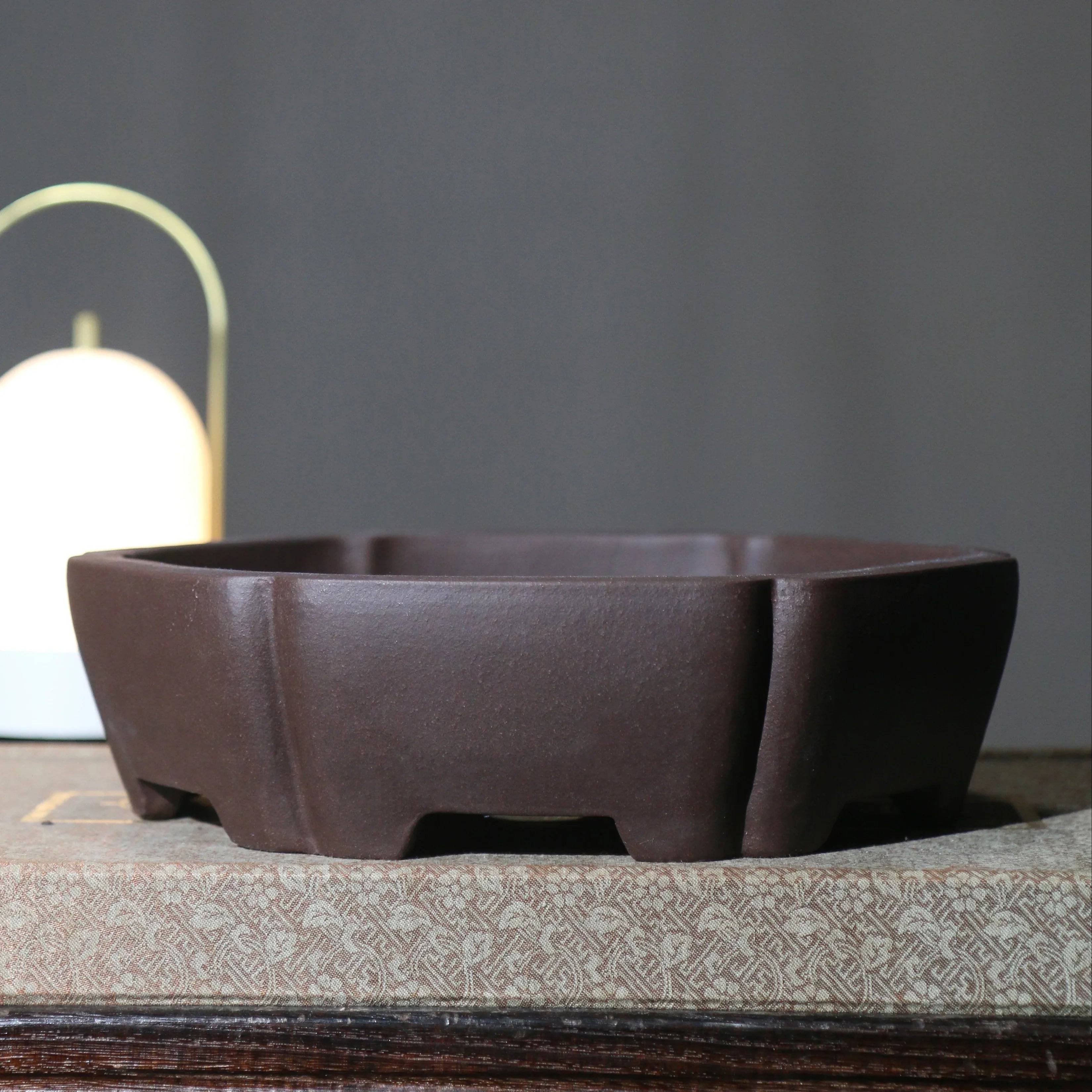 10" (25.5cm) Large Hexagonal Handmade Unglazed Bonsai Pot