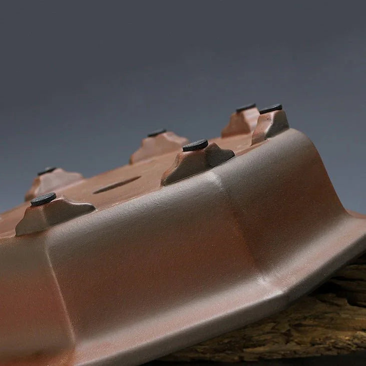 11.1" (28.3cm) Large Octagonal Handcrafted Premium Bonsai Pot Bottom View