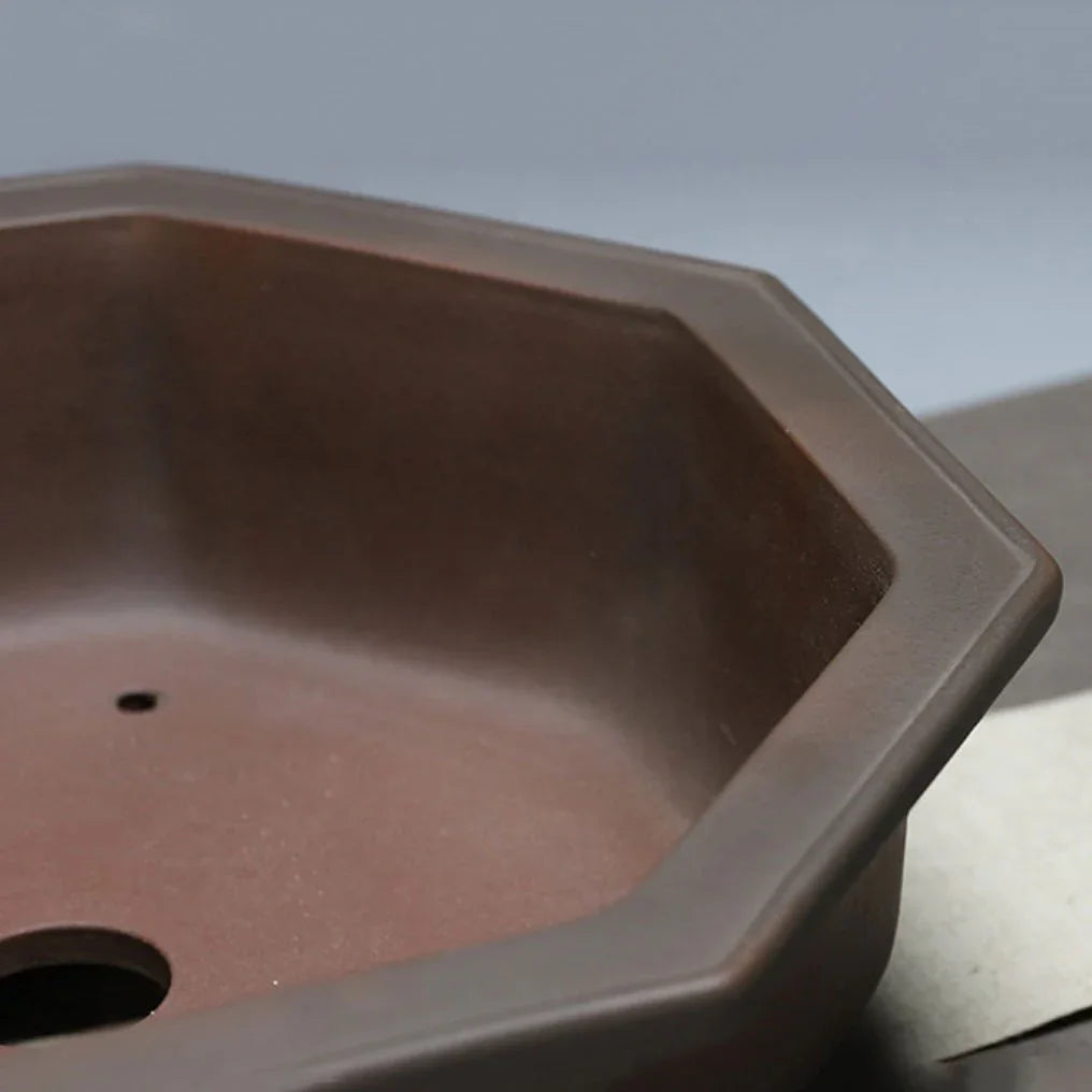 11.1" (28.3cm) Large Octagonal Handcrafted Premium Bonsai Pot Inner View