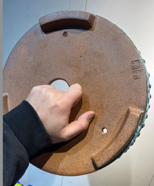 11.2" (28.5cm) Large Round Exclusive Blue-Green Glaze Drum Bonsai Pot Blue Color Bottom View