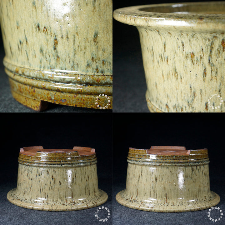 11.2 inch (28.5cm) Large 6 inch (15.3cm) Deep Round Glazed Multi-Tone Semi Cascade Bonsai Pot