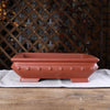 11.2 inch (28.5cm) Large Bulged Rectangular Traditional Unglazed Studded Bonsai Pots