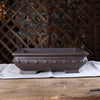 11.2 inch (28.5cm) Large Bulged Rectangular Traditional Unglazed Studded Bonsai Pots Brown Color