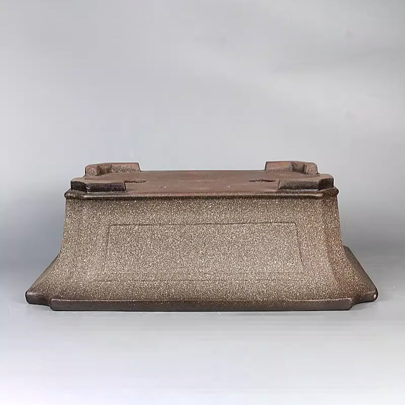 11.2 inch (28.5cm) Large Flared Rectangular Dual Tone Sprinkled Sand-Style Finish Bonsai Pot Upside Down View