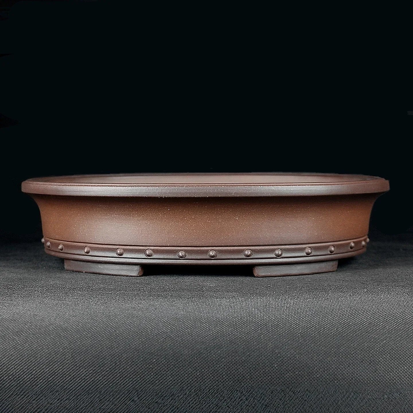 11.2 inch (28.5cm) Large Premium Oval Bonsai Pot with Decorative Studs