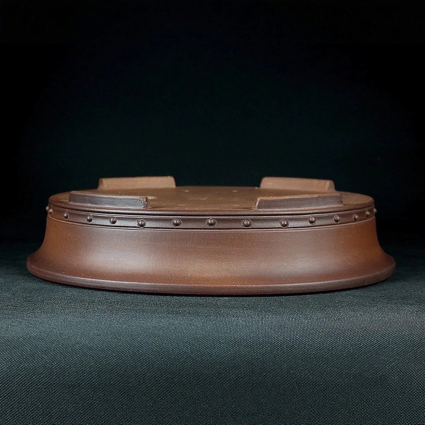 11.2 inch (28.5cm) Large Premium Oval Bonsai Pot with Decorative Studs Bottom Side View