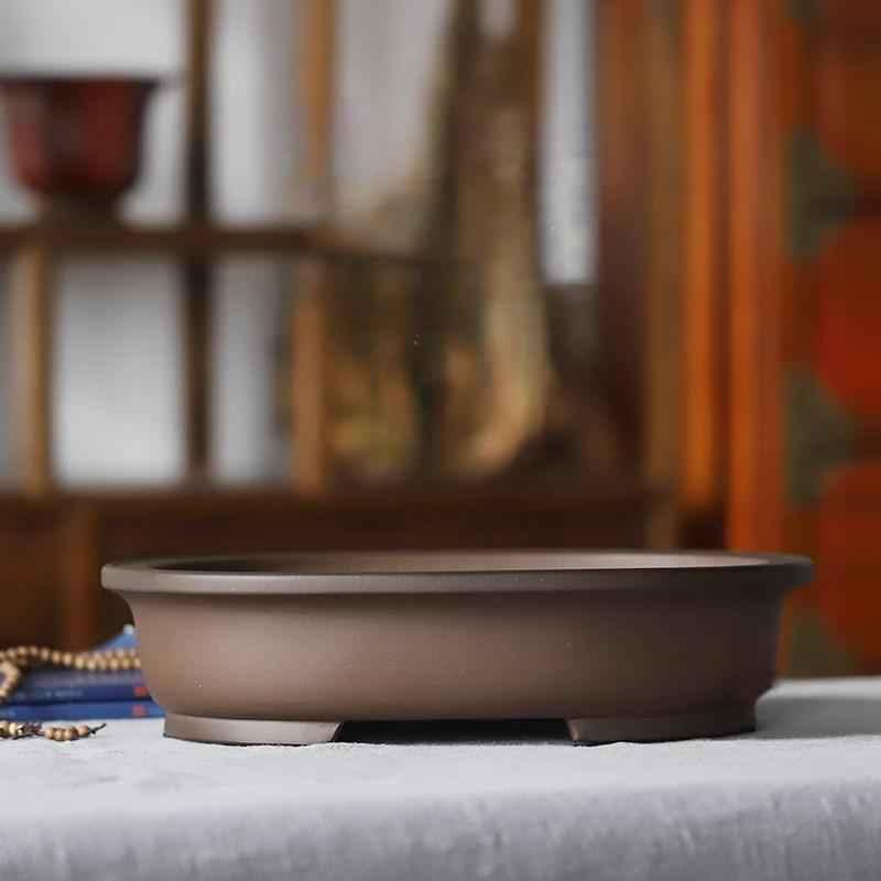 11.3" (28.7cm) Large Traditional Handmade Yixing Clay Bonsai Pot Oval