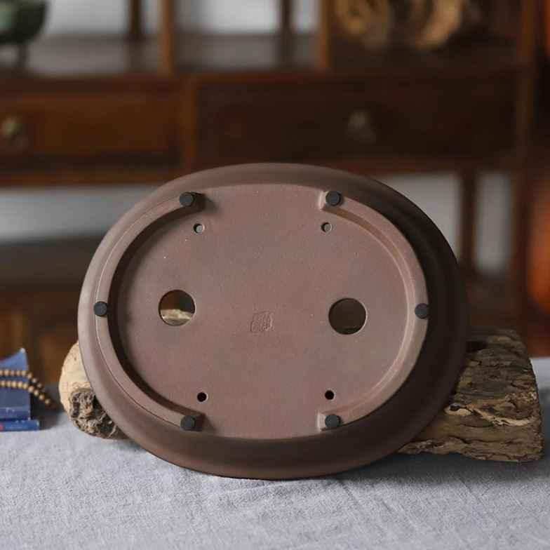 11.3" (28.7cm) Large Traditional Handmade Yixing Clay Bonsai Pot Oval