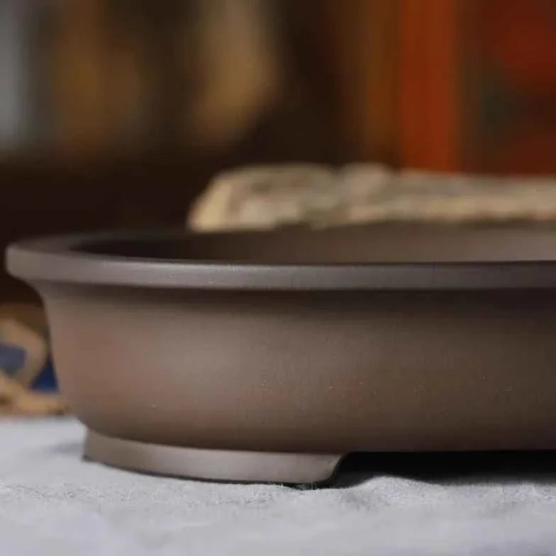 11.3" (28.7cm) Large Traditional Handmade Yixing Clay Bonsai Pot Oval