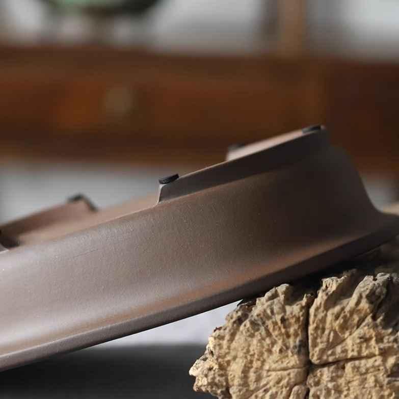 11.3" (28.7cm) Large Traditional Handmade Yixing Clay Bonsai Pot Oval