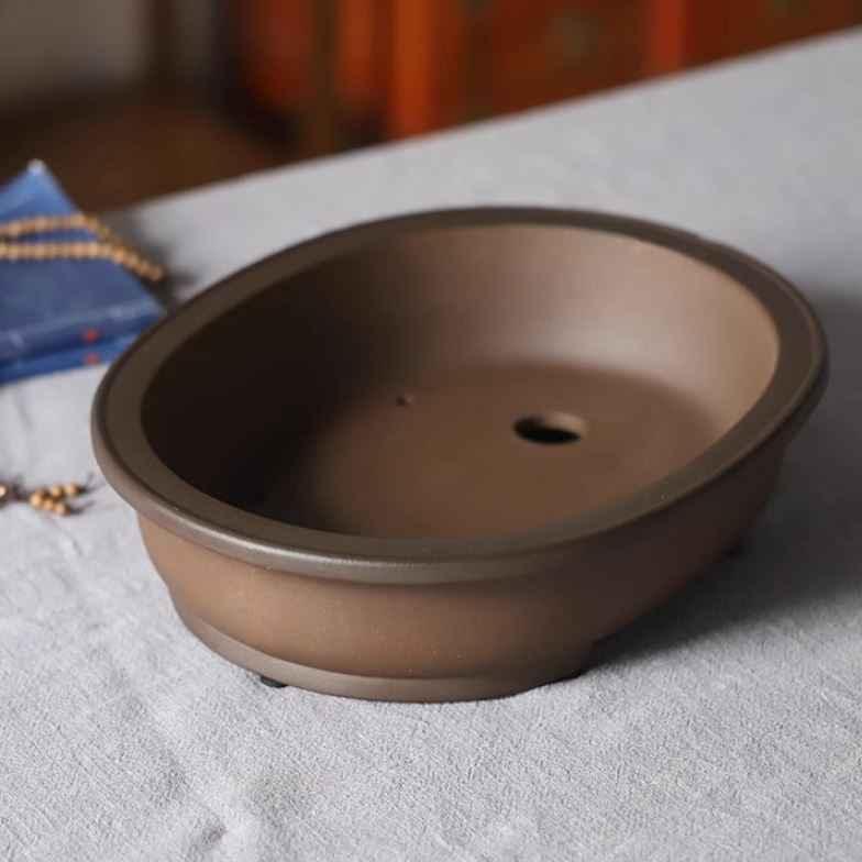 11.3" (28.7cm) Large Traditional Handmade Yixing Clay Bonsai Pot Oval
