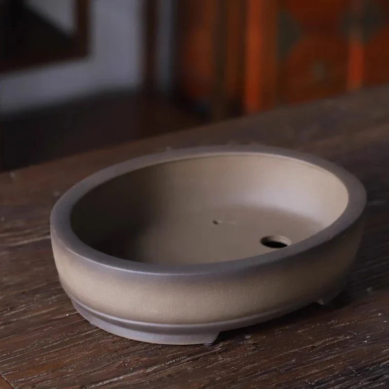 11.6" (29.5cm) Large Oval Handmade Premium Unglazed Bonsai Pot Inner View