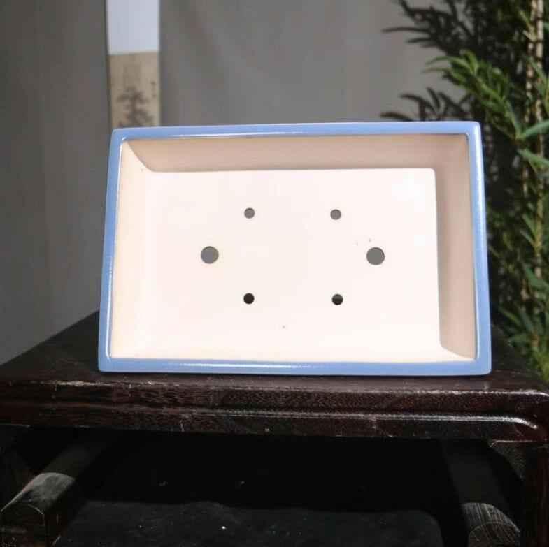 11.6" (29.5cm) Glazed Shallow Rectangular Traditional Ceramic Bonsai Pots