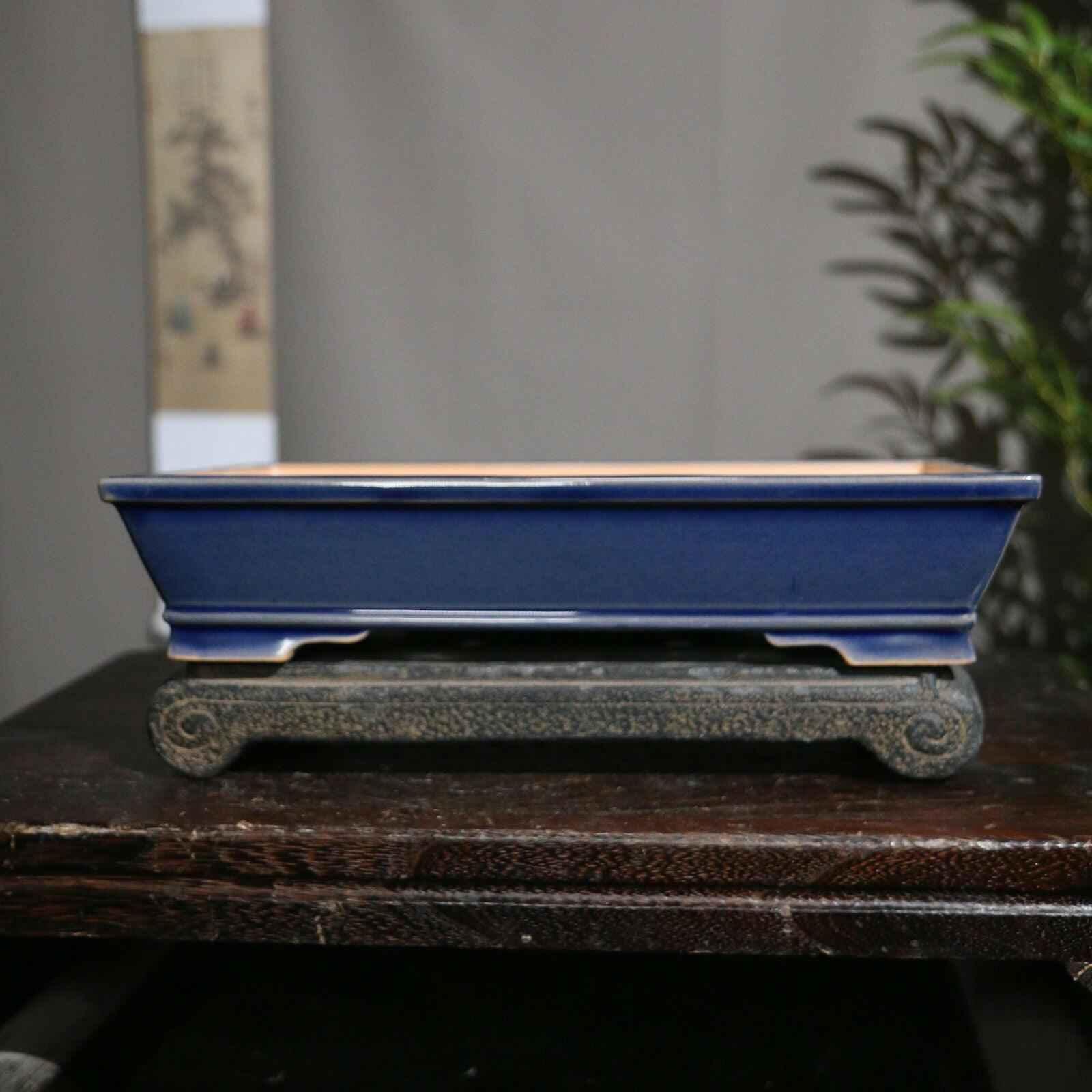11.6" (29.5cm) Glazed Shallow Rectangular Traditional Ceramic Bonsai Pots