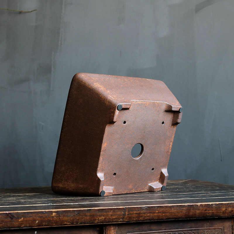 11.6 inch (29.5 cm) Flared Square Bonsai Pot High-Temperature Firewood Fired Bottom View