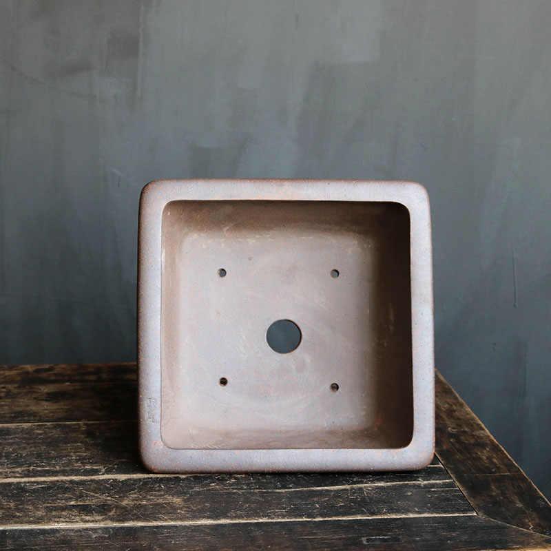 11.6 inch (29.5 cm) Flared Square Bonsai Pot High-Temperature Firewood Fired Inner View
