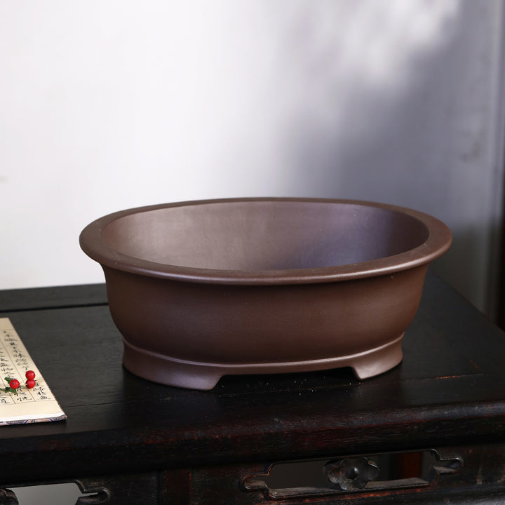 11.6 inch (29.5cm) Large Oval Premium Traditional Bonsai Pot Corner View