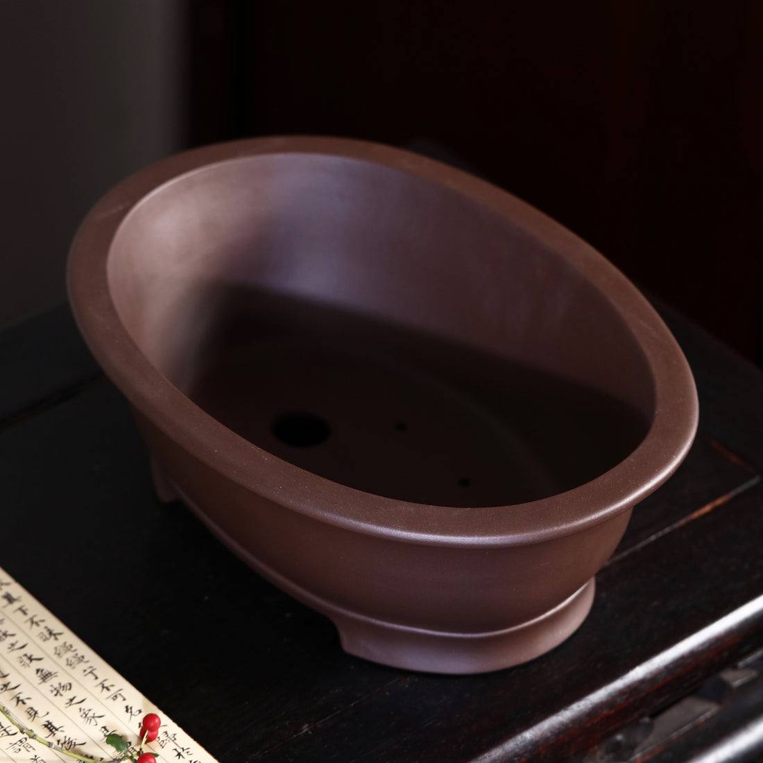 11.6 inch (29.5cm) Large Oval Premium Traditional Bonsai Pot Top View