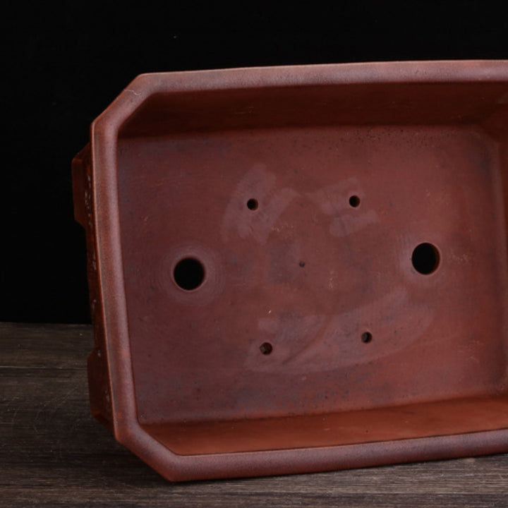 11.6 inch (29.5cm) Large Rectangular Bonsai Pot w Twin Dragon Relief Inner View