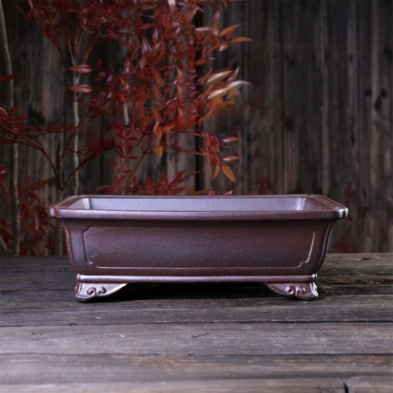 11.6 inch (29.5cm) Large Rectangular Wood-Fired Unglazed Traditional Bonsai Pot