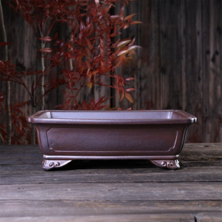 11.6 inch (29.5cm) Large Rectangular Wood-Fired Unglazed Traditional Bonsai Pot