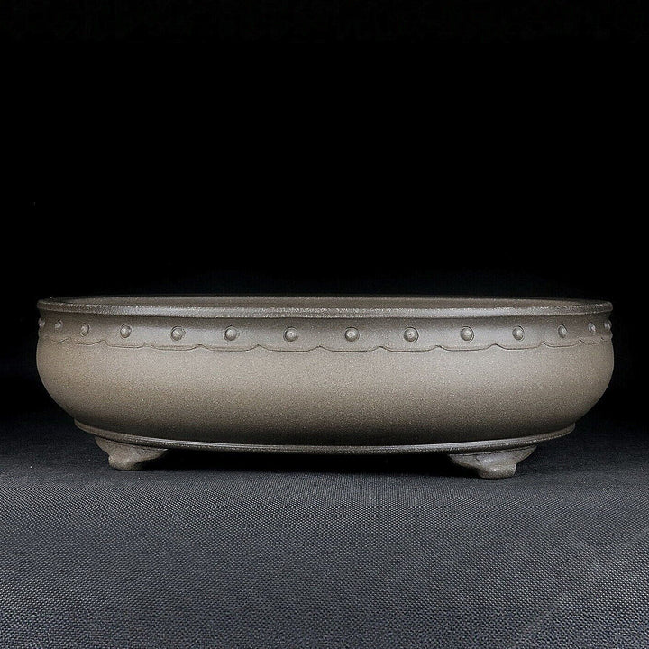 11.6 inch (29.5cm) Large Traditional Oval Studded Beige Unglazed Bonsai Pot