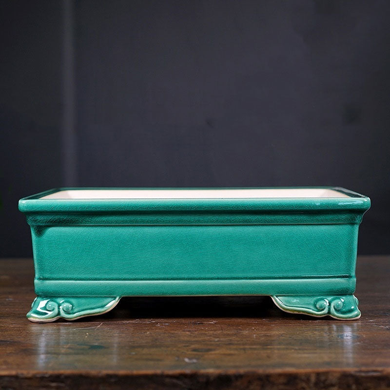11.8" (30cm) Large High-Grade Rectangular Cracked Glaze Bonsai Pot
