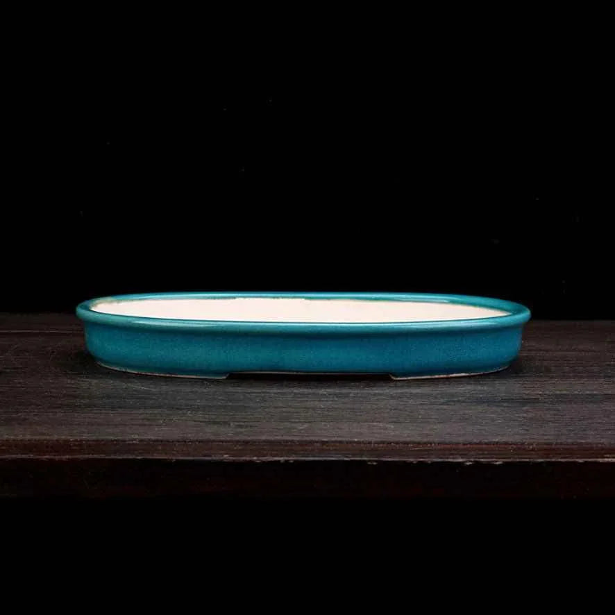 11.8" (30cm) Large Oval Handmade Shallow Glazed Bonsai Pots