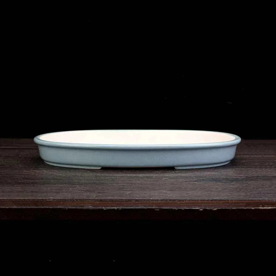 11.8" (30cm) Large Oval Handmade Shallow Glazed Bonsai Pots