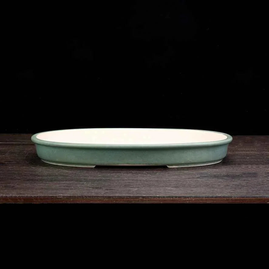11.8" (30cm) Large Oval Handmade Shallow Glazed Bonsai Pots