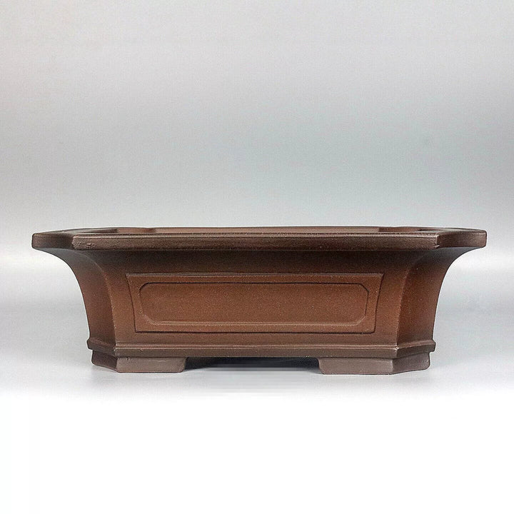 11.8 inch (30cm) Large Flared Rectangular Corner-Cut Unglazed Bonsai Pot