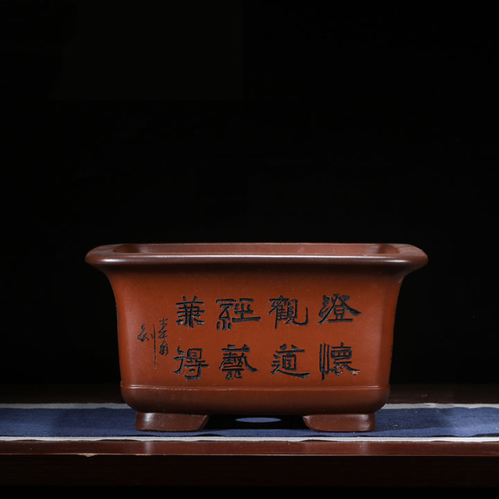 11.8 inch (30cm) Large 6.3 inch (16cm) Deep Square Bonsai Pot w Chinese Calligraphy