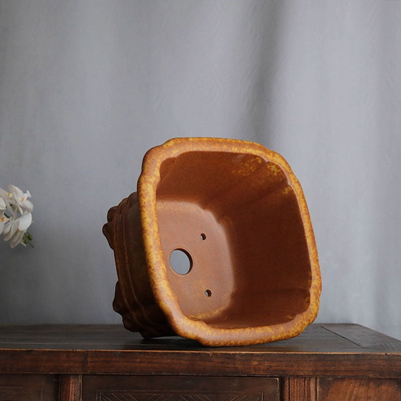 11.8 inch (30cm) Large 6.7 inch (17cm) Deep Square Speckled Finish Premium Bonsai Pot Inner View