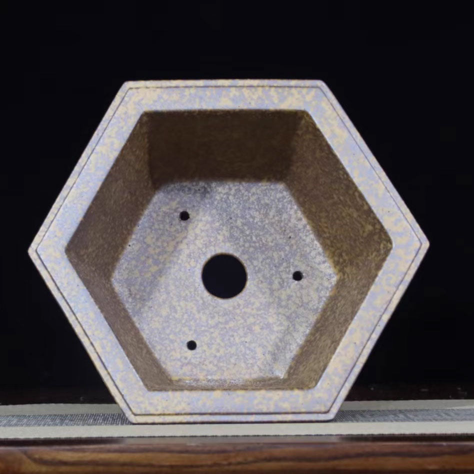 11.8 inch (30cm) Large Hexagonal Speckled Finish Deep Bonsai Pot Inner View