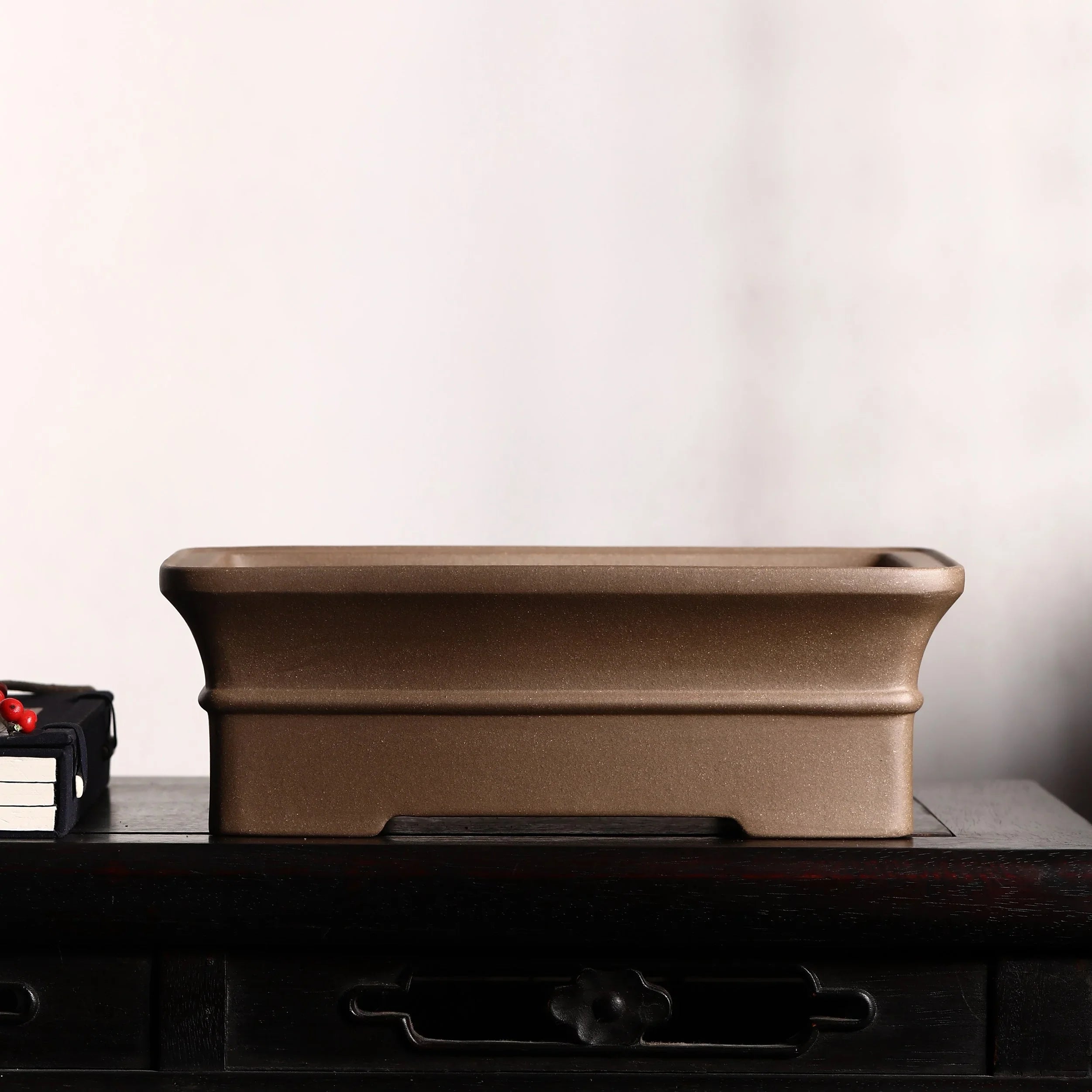 11" (28cm) Rectangular Minimalist Flared Rim Premium Bonsai Pots Beige Color