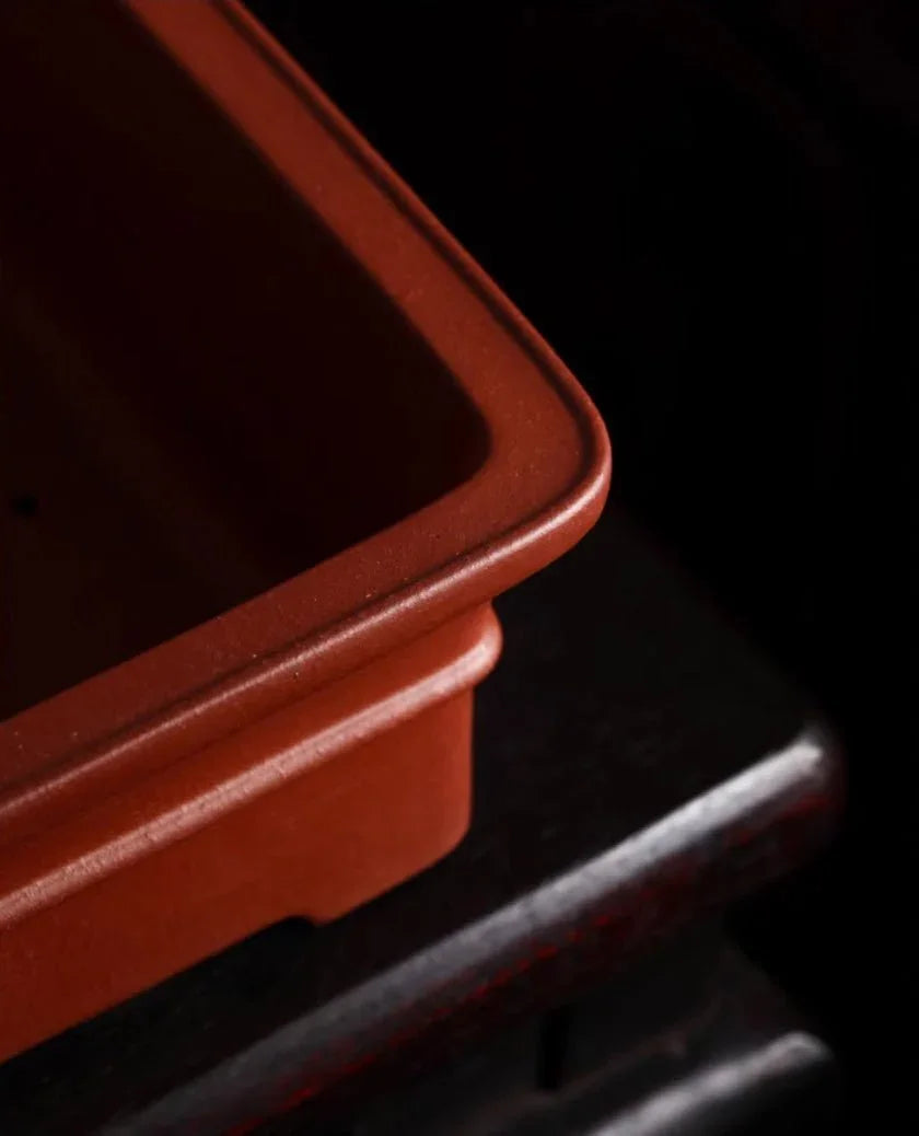 11" (28cm) Rectangular Minimalist Flared Rim Premium Bonsai Pots Edge View