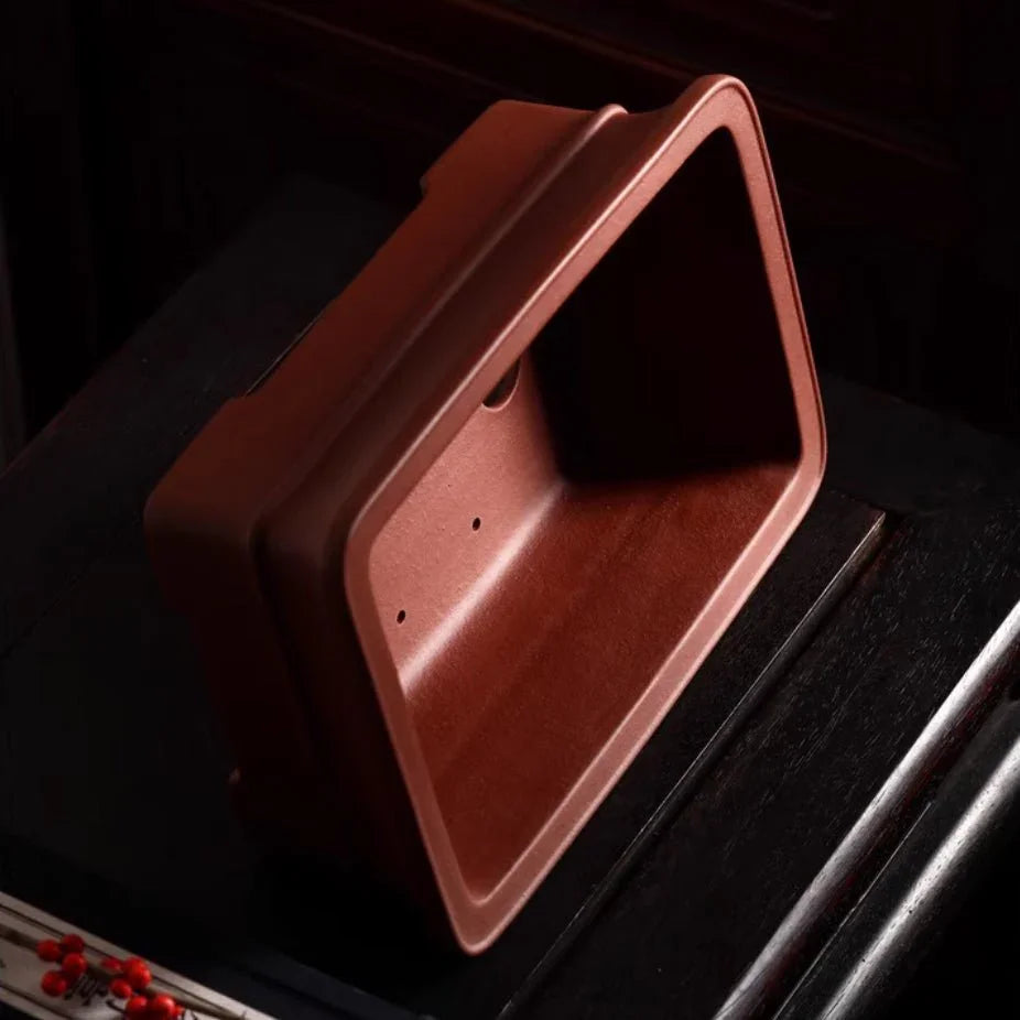 11" (28cm) Rectangular Minimalist Flared Rim Premium Bonsai Pots Side View