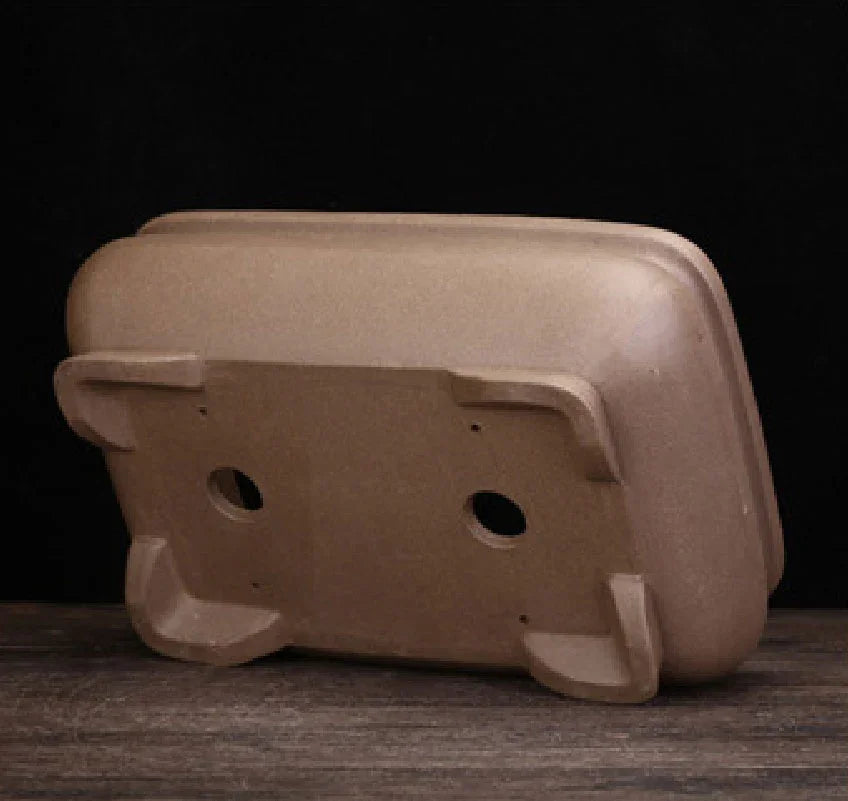 11" (28cm) Rectangular Traditional Smooth Corner Bonsai Pot Bottom View