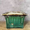 11 inch (28cm) Large 8.2 inch (21cm) Deep Drip Glaze Cascade/Semi Cascade Square Bonsai Pots Green Color Top View
