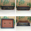 11 inch (28cm) Large Artistic Rectangular Bonsai Pot w Landscape & Calligraphy Art Black Color