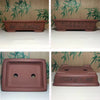 11 inch (28cm) Large Artistic Rectangular Bonsai Pot w Landscape & Calligraphy Art Brown Color