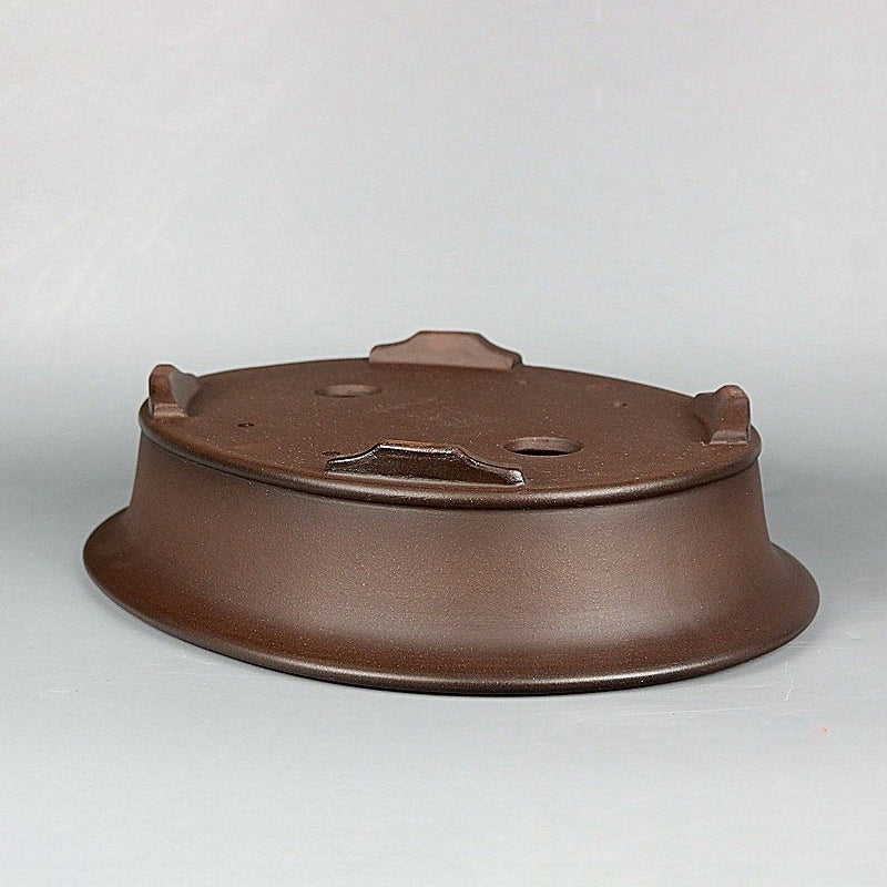 11 inch (28cm) Large Oval Traditional Unglazed Premium Bonsai Pot with Flared Rim Upside Down View