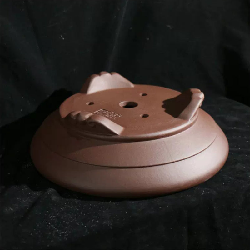 11 inch (28cm) Large Round Flared Traditional Unglazed Bonsai Pot Bottom Side View