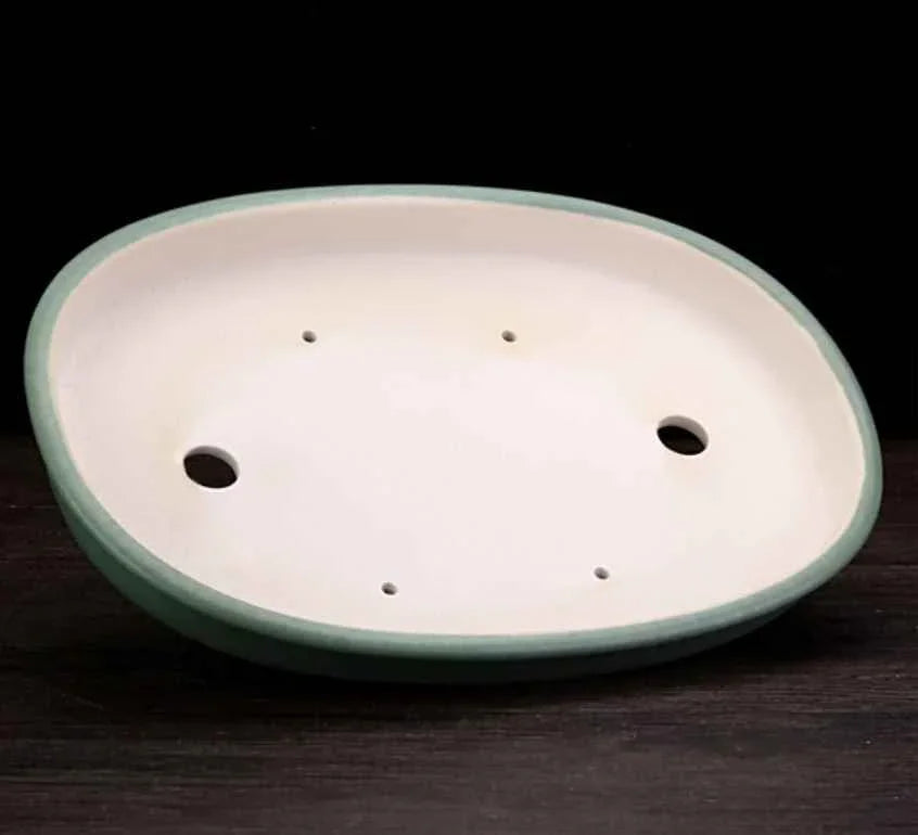 11.8" (30cm) Large Oval Handmade Shallow Glazed Bonsai Pots