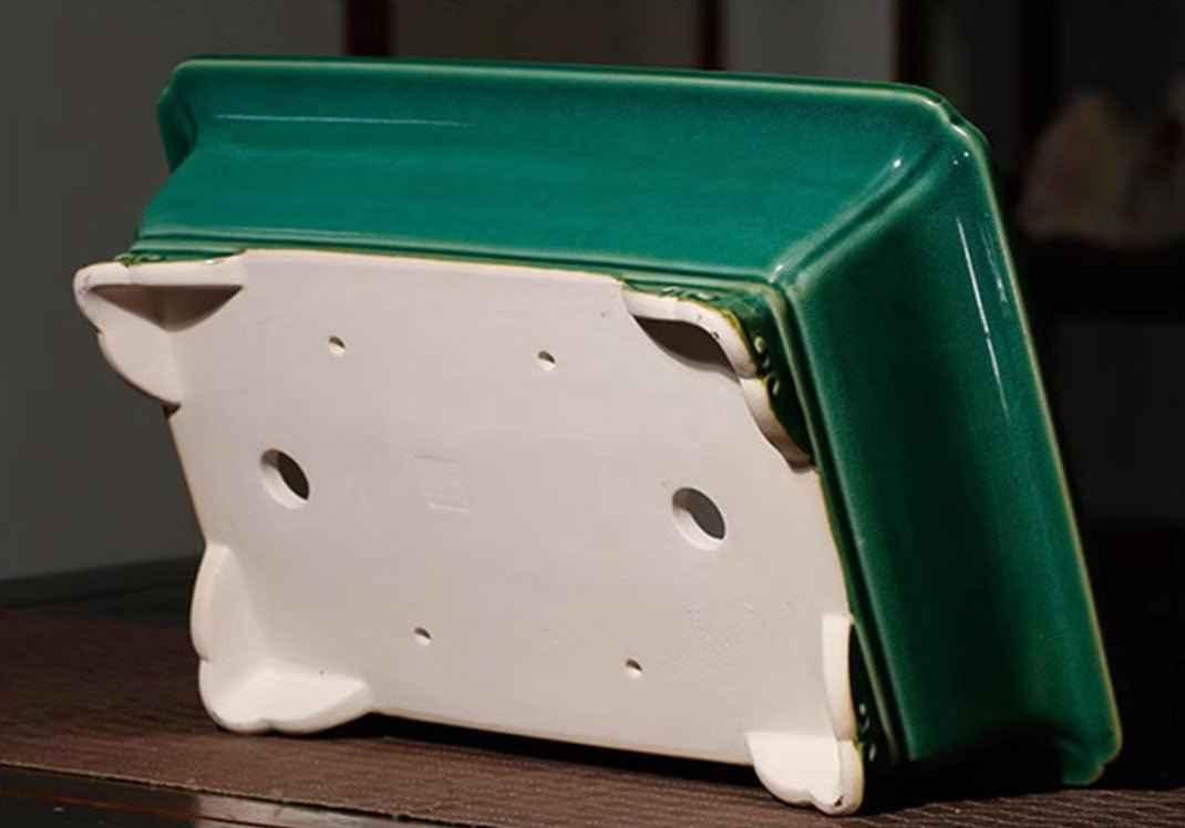 12.2" (31cm) Large Cracked Glaze Raised Cloud Feet Bonsai Pots