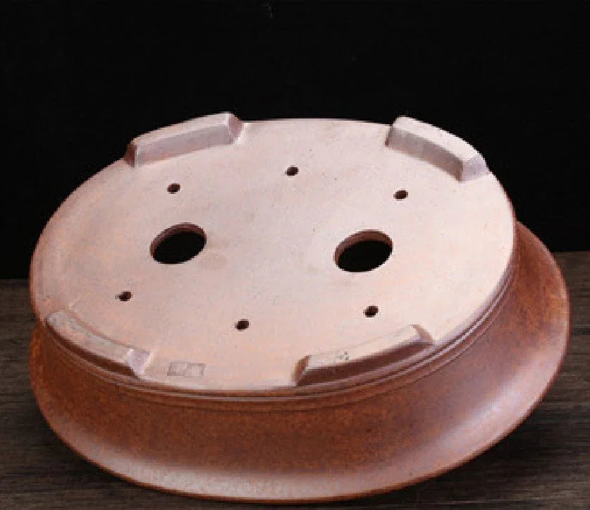 12.2" (31cm) Large Oval Firewood Burning Yixing Clay Bonsai Pot Bottom View