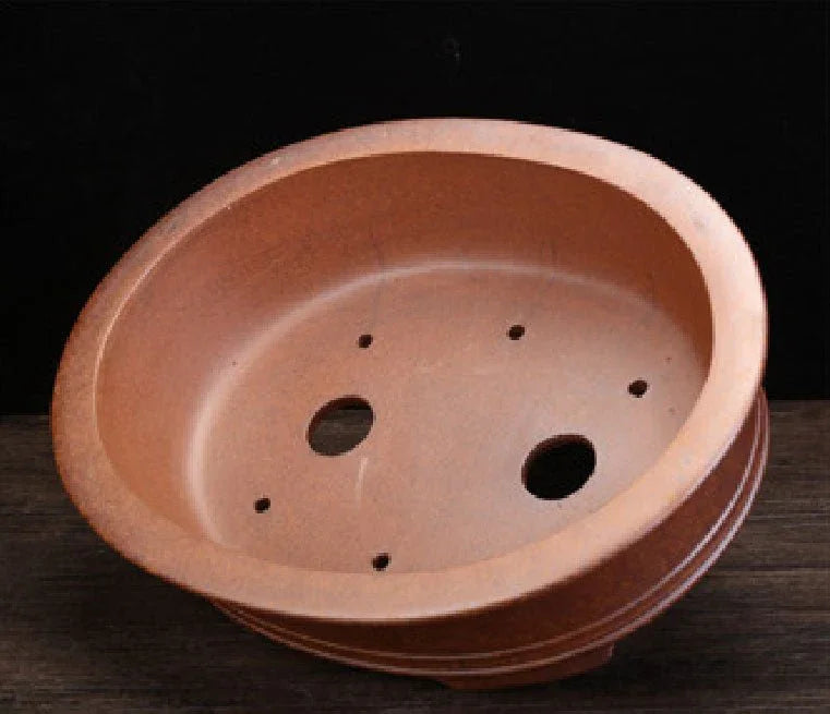 12.2" (31cm) Large Oval Firewood Burning Yixing Clay Bonsai Pot Inner View